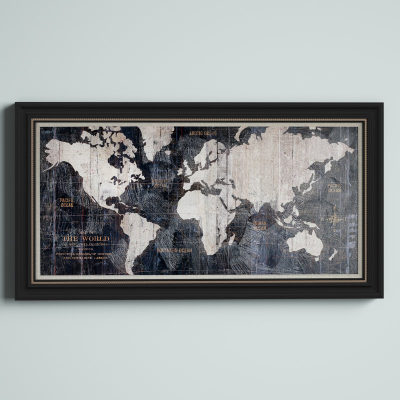 Steelside™ Old World Map Blue Framed On Canvas Print & Reviews Wayfair